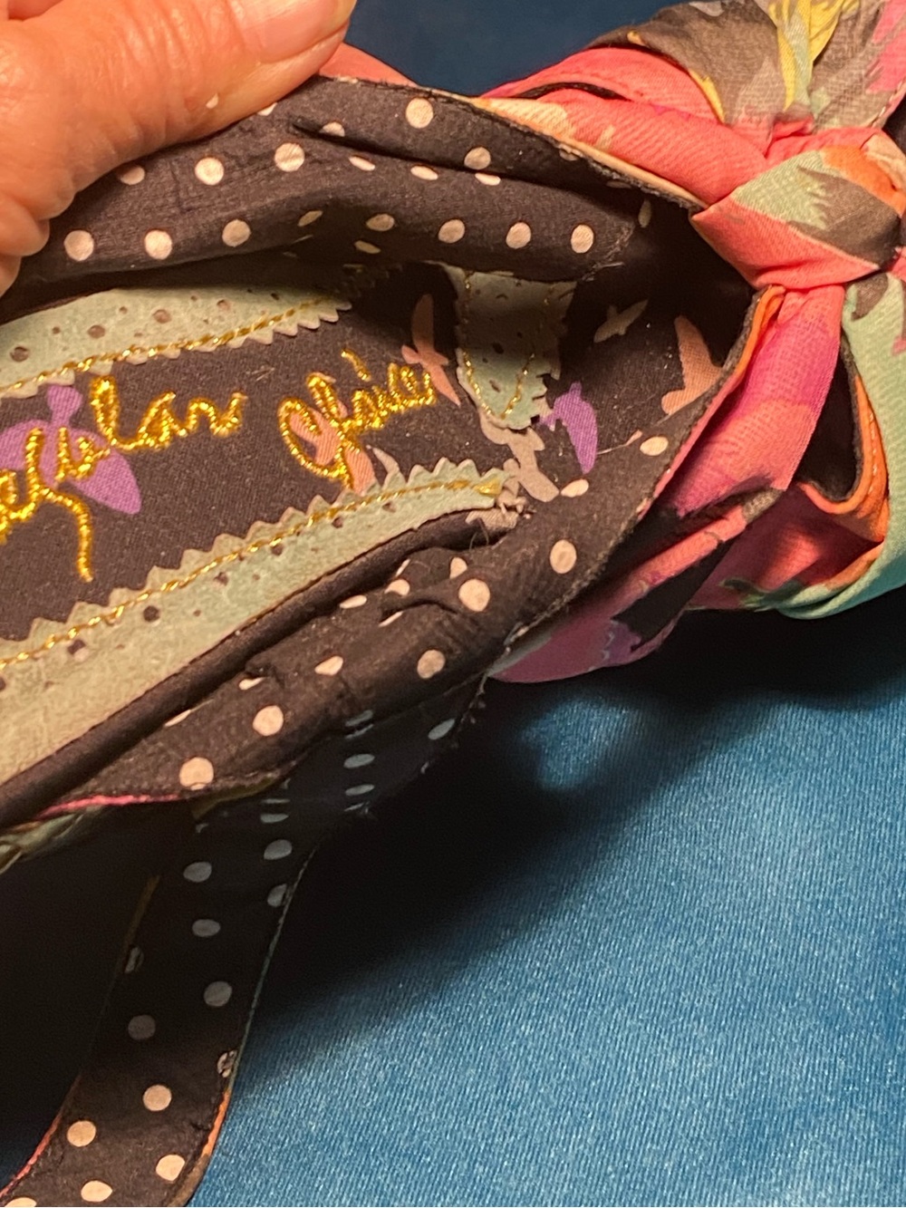 Irregular Choice platform woven wedge sandals,floral fabric twist sling back, 7 - Picture 9 of 12